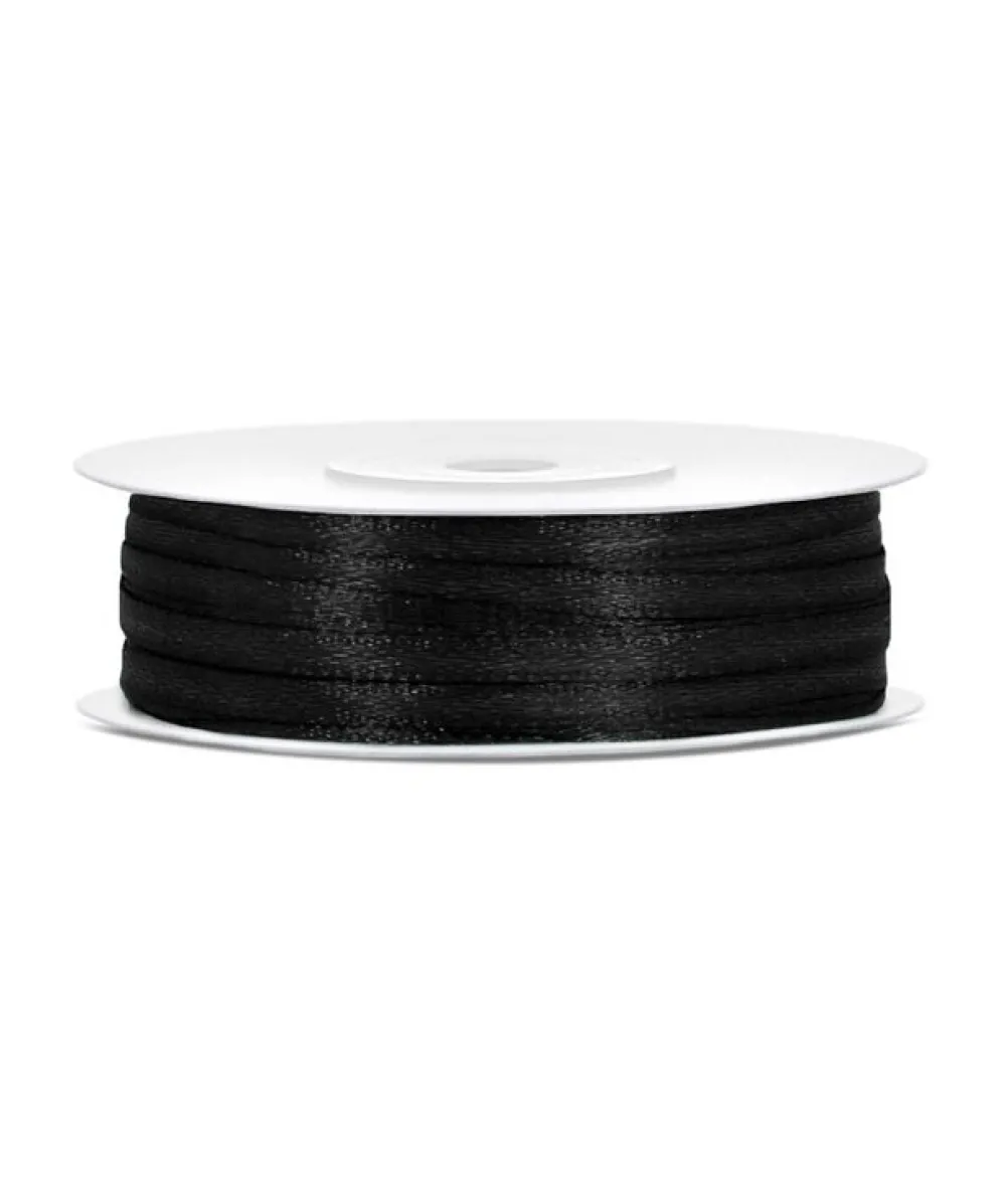 Sort satinbånd 3mm