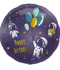 Space Happy Birthday folieballon, 45 cm