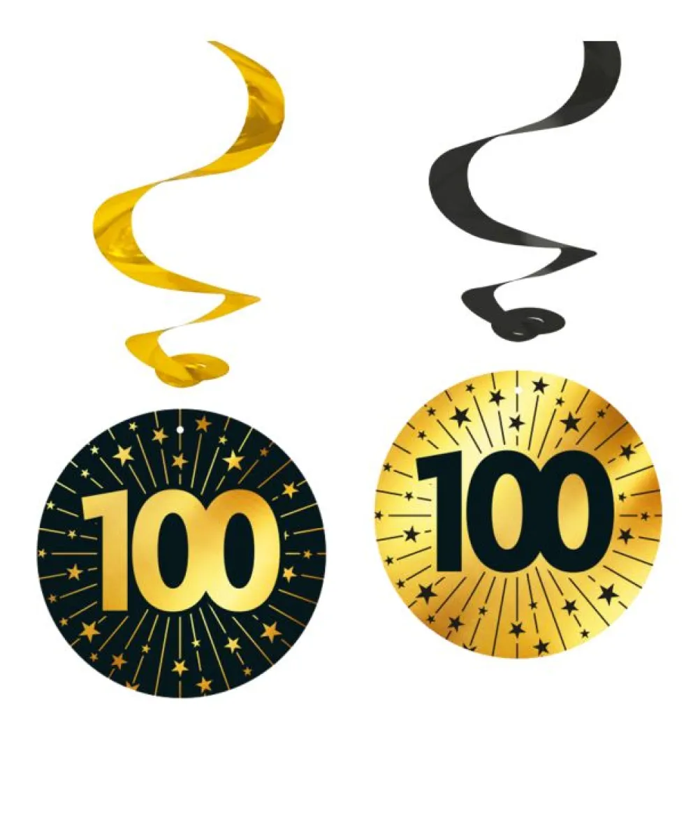 Spiraler i sort og guld, 100