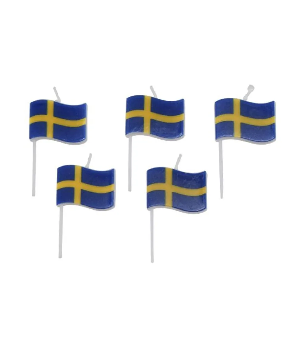 Svensk flag lys, 5 stk
