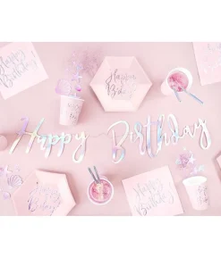 Tallerkner Happy Bday pink sekskant