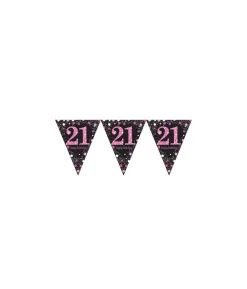 Vimpelguirlande 21 år Pink Sparkling