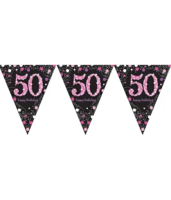 Vimpelguirlande 50 år Pink Sparkling