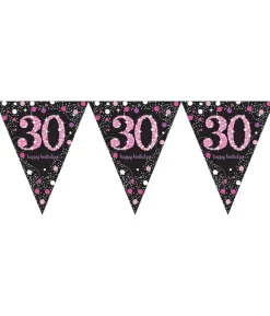 Vimpelguirlande 30 år Pink Sparkling