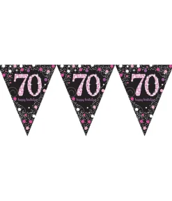 Vimpelguirlande 70 år Pink Sparkling