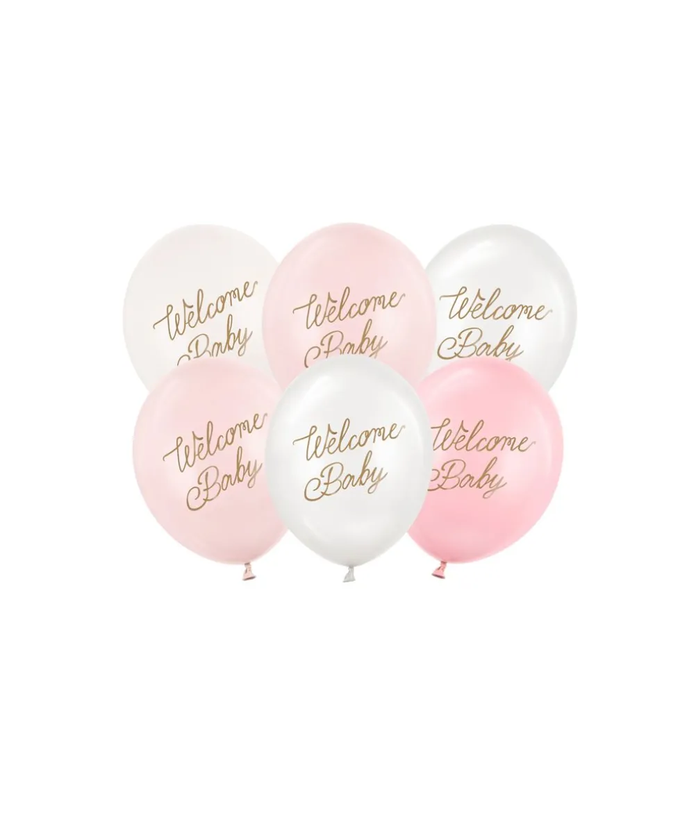 Welcome Baby ballonbuket, pink mix